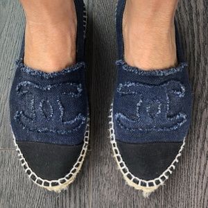 CHANEL Espadrilles Black/Blue Canvas
